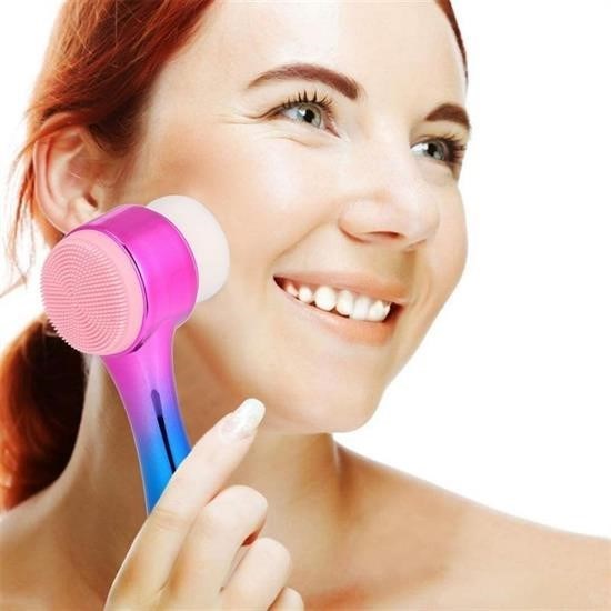 Yüz Temizleme Fırçası, masaj aleti, Gözenek Temizleyici Alet, Çift İşlevli Renkli Cilt Yüz Temizleme Fırçası Peeling Masaj Etkili Gözenek Temizleyici Alet