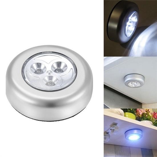 Dolap Lambası, Kablosuz Spot Pilli Dokunmatik Led Lamba 3 Ledli Dolap Lambası, Dolap İçi Lambası